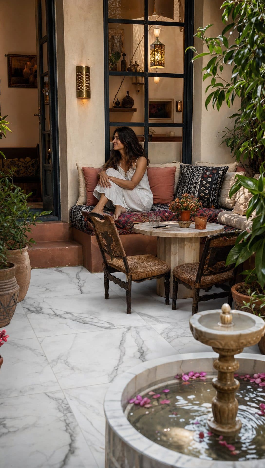 A marble courtyard in a PMPro-floored home